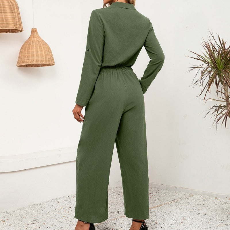 Single-breasted Long-sleeved Shirt Set With Double Pockets