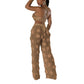 Solid Color See-through Two-piece Set For Women