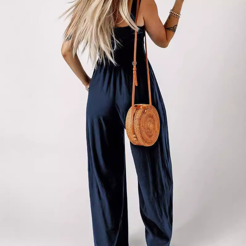 Sleeveless Tube Top Women's Commuting Wear Vest Jumpsuit Loose Wide Leg