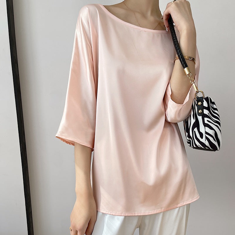 Women's Round Neck Loose Half Sleeve Top