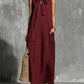 V-neck Lace-up Short-sleeve Solid-color Loose Casual Dress