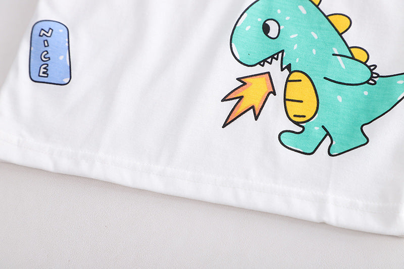 Summer Boys' Denim Short-sleeved Overalls Suit