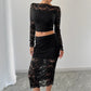 Women's Lace Jacquard Semi-transparent Skirt Suit