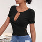 New Hollow Button Casual Short-sleeved Top