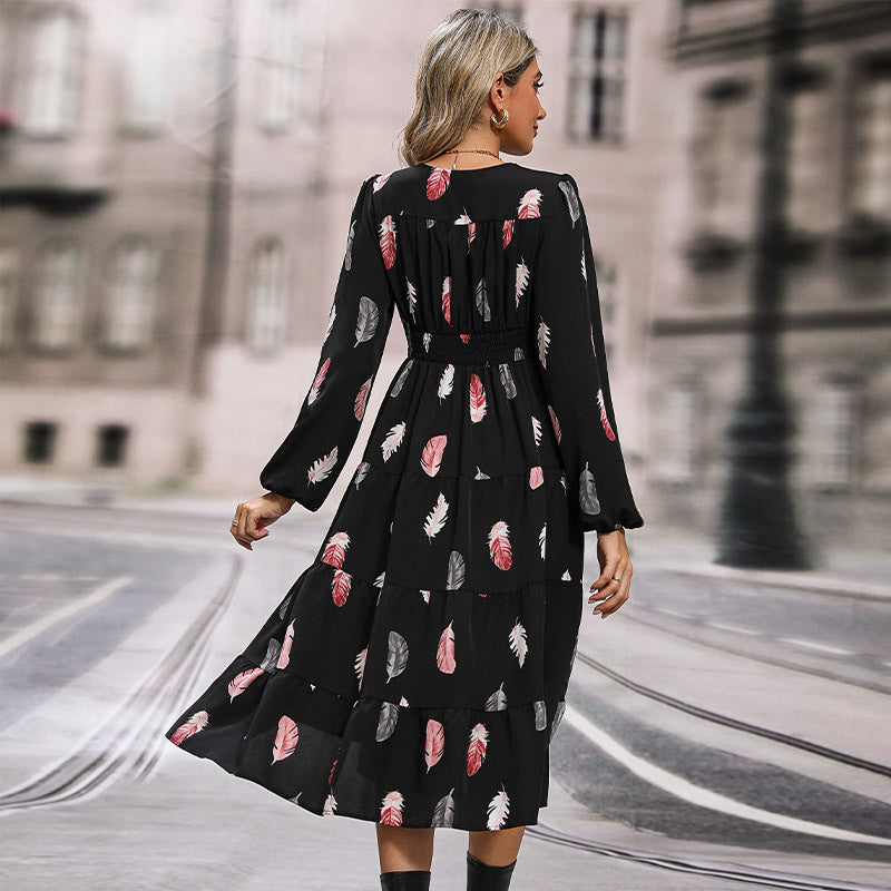 Robe à manches longues à imprimé floral