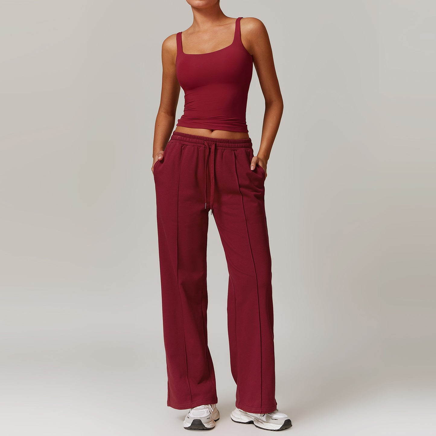 High Waist Wide Leg Slimming Long Sleeve Running Workout Comfort Suit