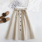 Jupe taille haute à simple boutonnage style preppy pour femme