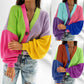 Casual Color Matching Bright Women's Woolen Long-sleeved Cardigan