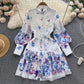 Ethnic Style Waist Slimming Hollow-out Elegant Long Sleeve Dress