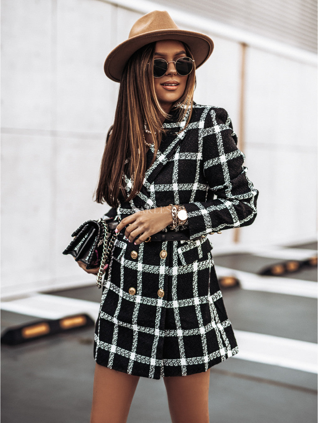 Long Sleeve Suit Collar Double Row Button Woolen Coat
