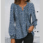 Chemise ample en mousseline imprimée à manches longues et col en V pour femme