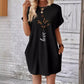 Butterfly And Letter Pattern Batwing Sleeve T-shirt Dress