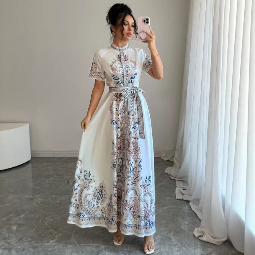 Elegant Lapel Single-breasted Button-up Shirt Dress