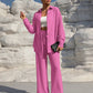 Fashion Graceful Plus Size Women's Long Sleeve Cardigan Two-piece Set Casual Solid Color Suit
