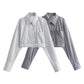 Women's Fashion Casual Striped Short Shirt