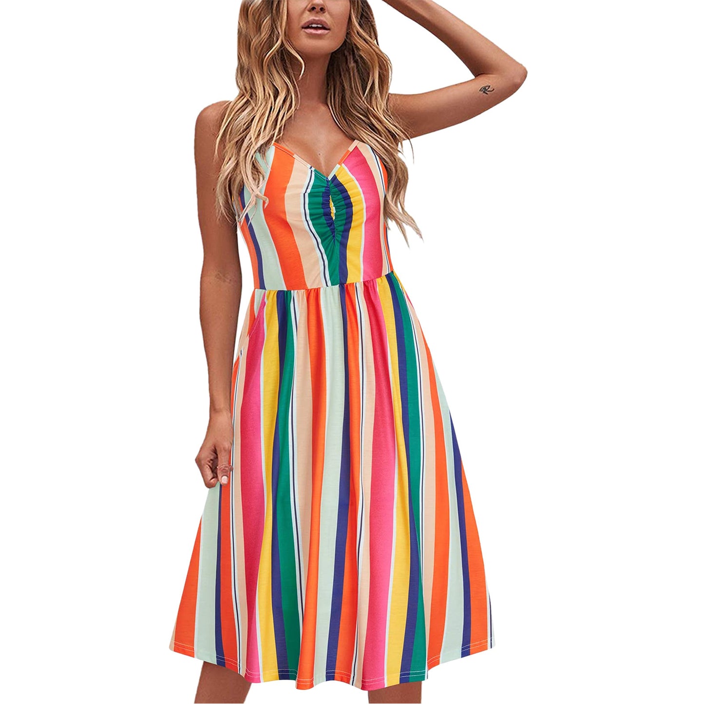 Summer New Print Suspender Backless Dress