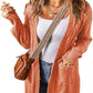 Solid Color Loose Cardigan Sweater With Pockets
