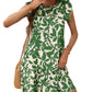 Women's Round Neck Printed Ruffles Dress