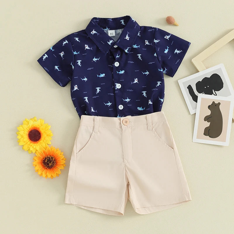 Ensemble chemise et short à imprimé animal pour enfant