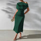 Womens Stylish Casual Off-shoulder Pleated Dress