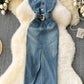 American Pure Hot Girl Waist-tight Hip Split Denim