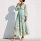 Womens Spring Chiffon Long-Sleeve Pleated Dress