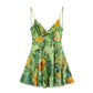 Ethnic Style Floral Print Silk Net Short Sling Dress