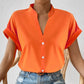 Women's Simple Solid Color And V-neck Button Cardigan Shirt