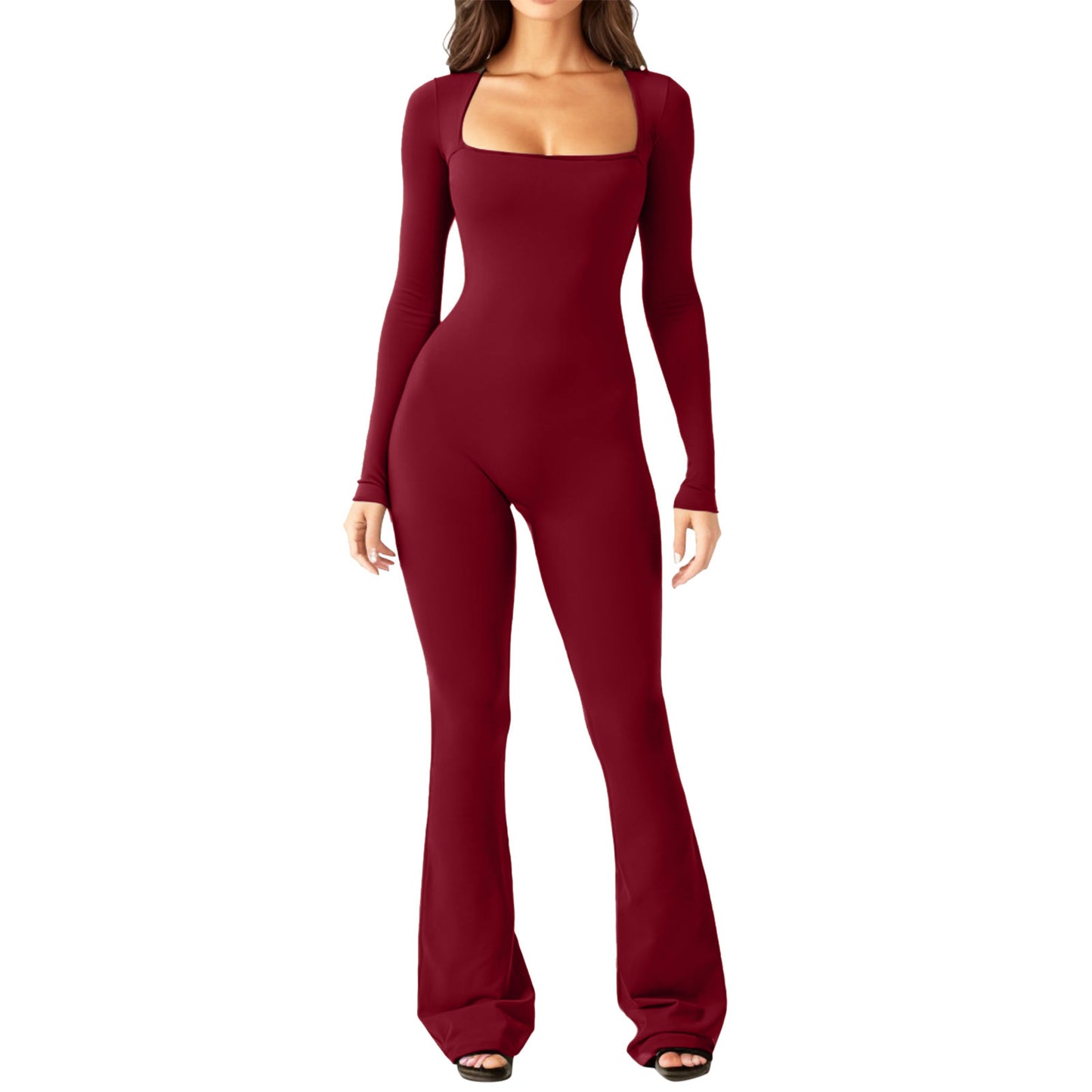 Combinaison décontractée à manches longues pour femme, effet ventre plat