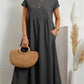 European And American Solid Color Sleeveless Loose Cotton Linen Pocket Dress