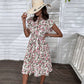 Robe plissée à fleurs et manches à volants, style européen et américain, à lacets