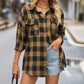 European And American Autumn And Winter Leisure Long Sleeve Flannel Plaid Pocket Shirt