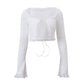 Women's Fashionable Knitted Ruffled Shorts Suit