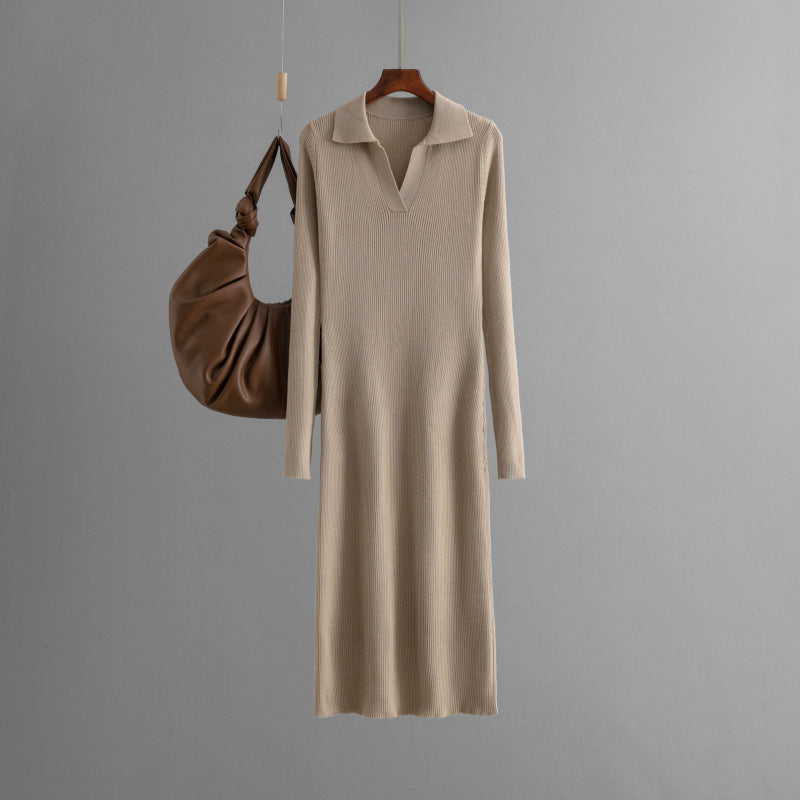 Dress Knitted Solid Color Slim Fit Bottoming Skirt