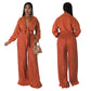 Chemisier plissé et pantalon à lacets à manches longues et col en V pour femme, best-seller de l'automne, vente en gros