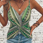 New European And American-style Ethnic Retro Italian Spaghetti Chain Print Knotted Sexy V-neck Camisole
