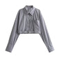 Women's Fashion Casual Striped Short Shirt