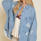 New Washed And Worn Fringed Loose Jacket