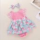 Children's Clothing Infant Lace Fly Sleeve Print Romper Dress