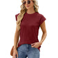 Solid Color Wave Pattern Bat-sleeve T-shirt Summer Loose Vest Casual Tank Womens Clothing