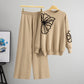 Long-sleeve Floral Sweater And Casual Wide-leg Pants Set