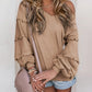 Women's Long-sleeve Shirt Off-shoulder Loose Ruffled Shirt Waffle