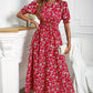 Women's Fashion Print Waist-Cinching Bubble Sleeve Dress