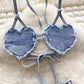 Denim Love Halter Suit For Women