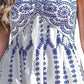 Split Printed Lace-up Tube Top Dress