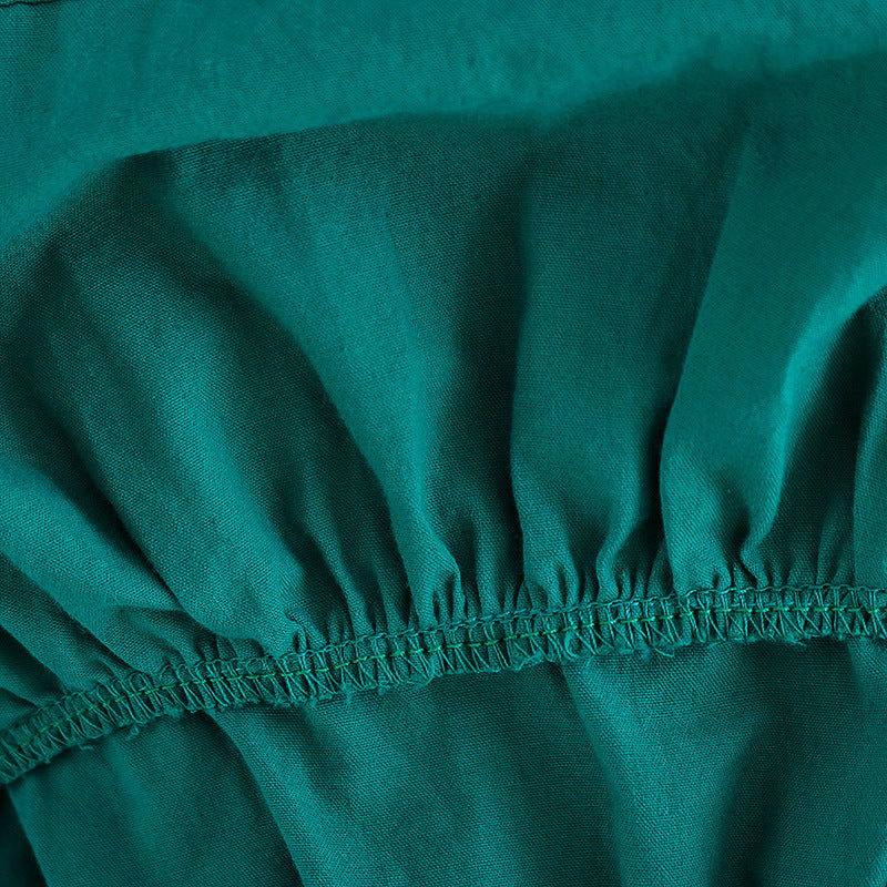 Robe d'été sans manches à col rond pour filles, couleur unie