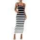 Women's Striped Spaghetti Straps Hip Dress