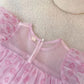 Robe de fée à manches courtes en maille fleurie de style occidental