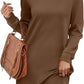 Back Fold Pocket Long Sleeve Sweater Dress