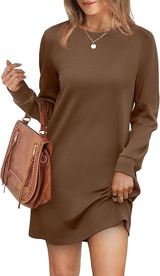 Back Fold Pocket Long Sleeve Sweater Dress